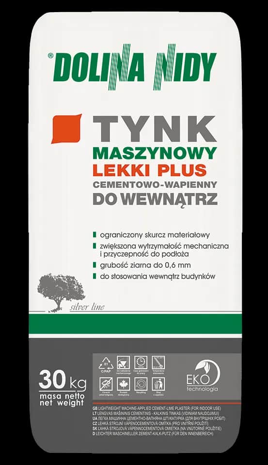 Tynk cementowo-wapienny Dolina Nidy: ile kg na palecie?